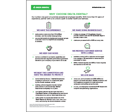 the reasons to choose Delta Dental flyer 