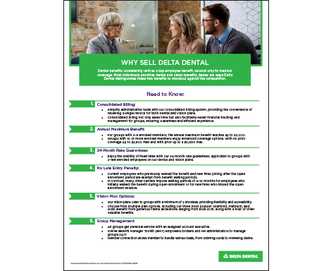 reasons to sell Delta Dental flyer 