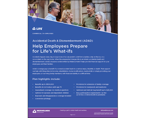 DeltaLife AD&D Informational Flyer for Employers