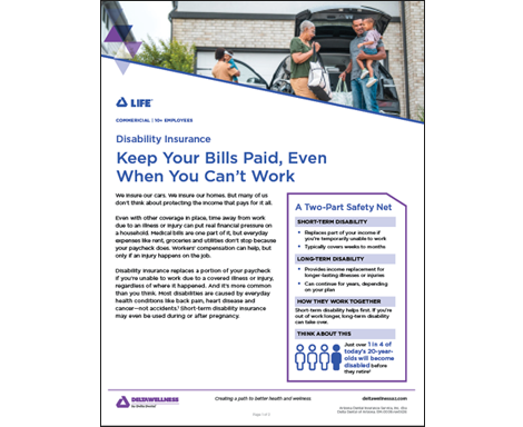DeltaLife Disability Insurance Informational Flyer for Members
