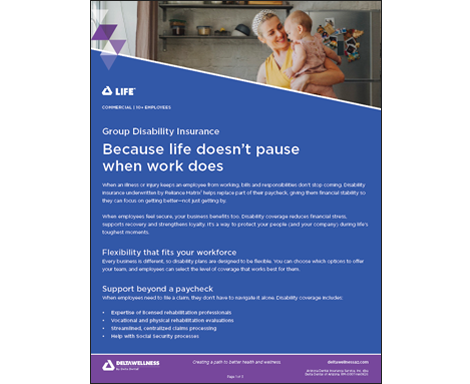 DeltaLife Group Disability Insurance Informational Flyer for Employers
