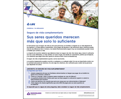 DeltaLife Folleto informativo complementario de Life para miembros